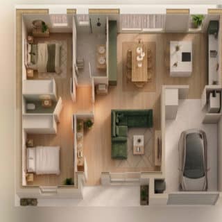 Plan Premium 11 - 68m² - 2 chambres - constructeur loire-atlatnique