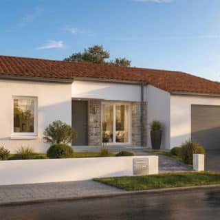 Plan Premium 11 - 68m² - 2 chambres - facade avant tuiles