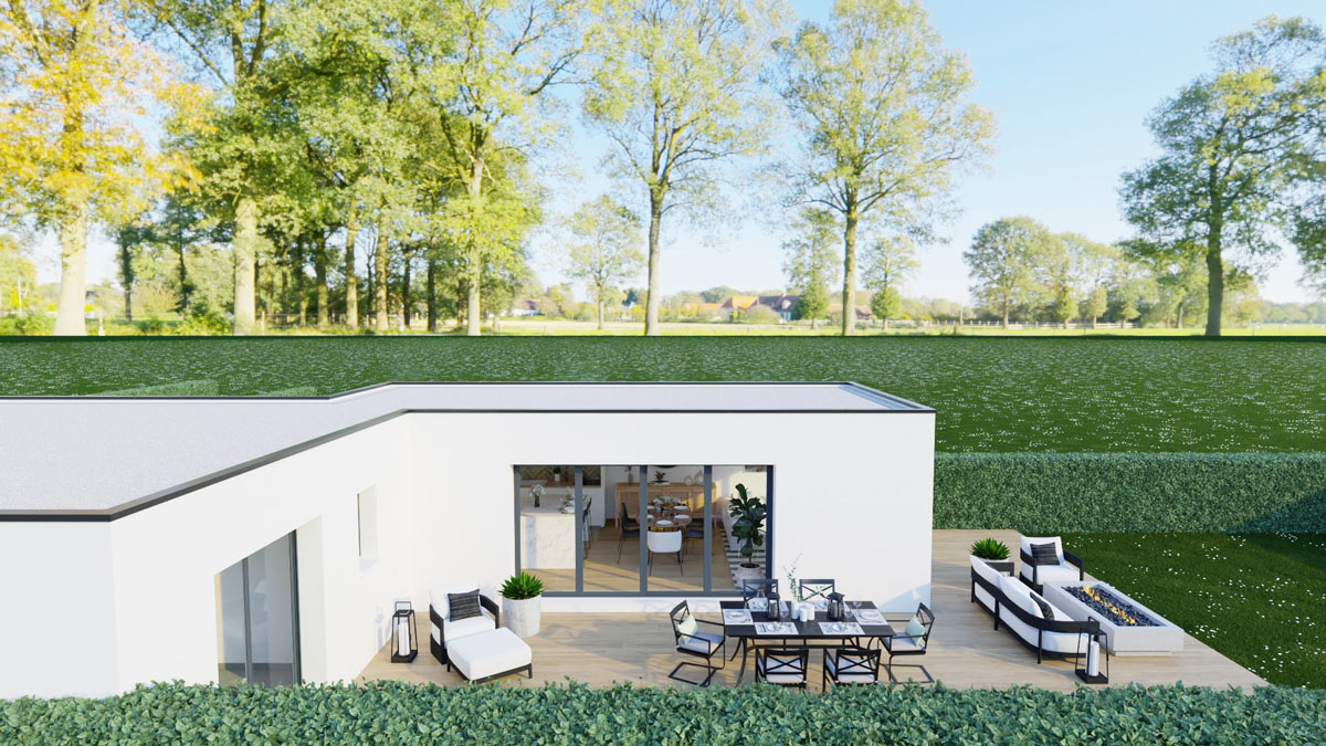 Perspective de la maison contemporaine